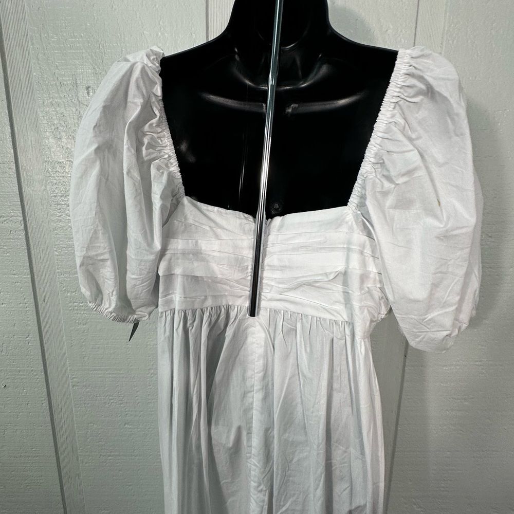 Know One Cares White Empire Cut Poplin Puff Sleeve Midi Dress Size Large NWT - Picture 10 of 14
